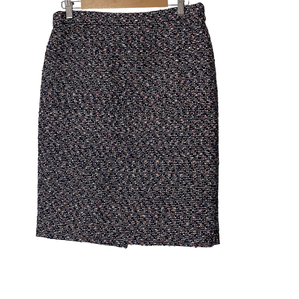 J. Crew No. 2 Pencil Skirt‎ Tweed Pink Blue Knee Length Business Casual Size 8
